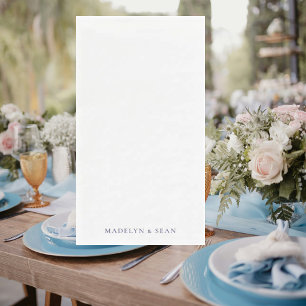 Serviette En Papier Navy nomme Simple & Élégant Mariage Blanc
