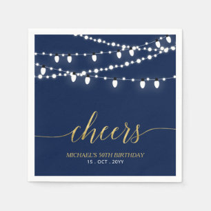 Serviette En Papier Navy & Or   Fête d'anniversaire adulte Élégante Lu