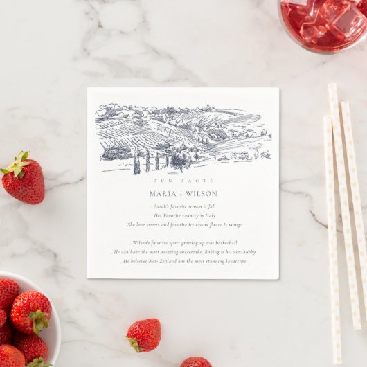 Serviette En Papier Navy Winery Mountain Croquis Mariage Fun Fun Fun (En situation)