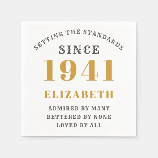 Serviette En Papier Né 1941 80e anniversaire entièrement modifiable Go (Devant)