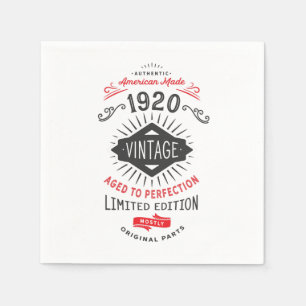 Serviette En Papier Né en 1920 Célébration du 100e anniversaire en 