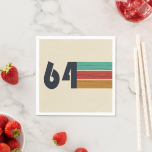 Serviette En Papier Né en 1964 style vintage coloré pour fête d'annive