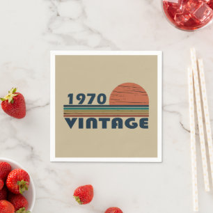 Serviette En Papier Né en 1970 élégante fête d'anniversaire vintage