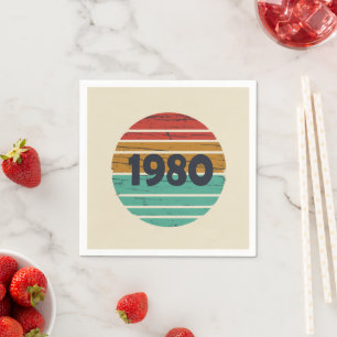 Serviette En Papier Né en 1980 anniversaire vintage