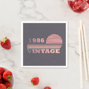 Serviette En Papier né en 1986 cadeau d'anniversaire vintage