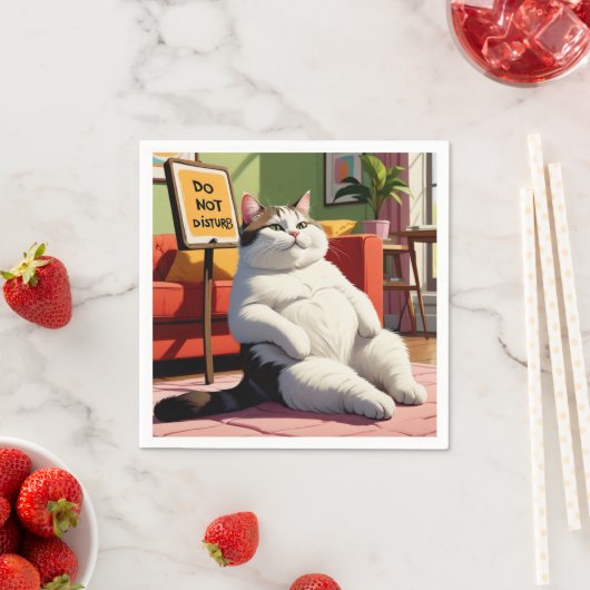 Serviette En Papier Ne pas déranger le gros chat amusant (En situation)