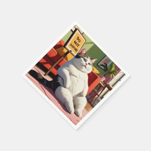 Serviette En Papier Ne pas déranger le gros chat amusant (Coin)