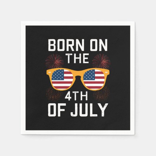 Serviette En Papier Né Sur Les Lunettes De Soleil D'Anniversaire 4 jui (Devant)