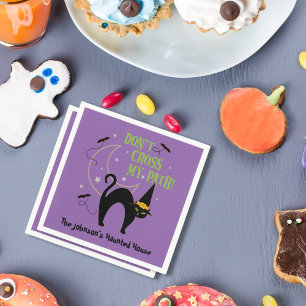 Serviette En Papier Ne traversez pas mon chemin Halloween Chat sorcier