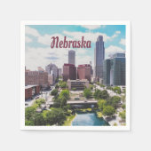 Serviette En Papier Nebraska City Skyline Omaha (Devant)