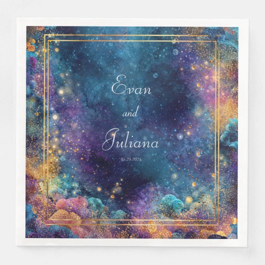 Serviette En Papier Nébuleuse d'or Feux d'artifice cosmiques Galaxie v (Devant)
