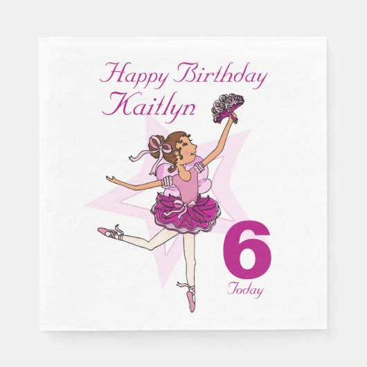 Serviette En Papier Née ballerine filles 6e anniversaire serviettes (Devant)