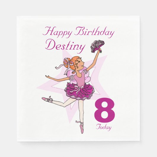 Serviette En Papier Née ballerine filles 8ème anniversaire serviettes (Devant)