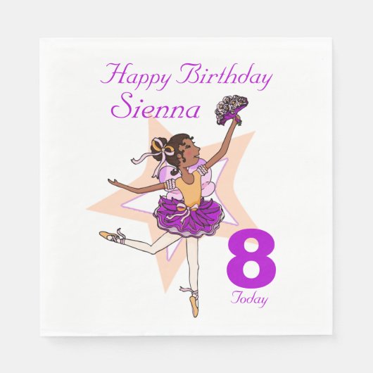 Serviette En Papier Née ballerine filles 8ème anniversaire serviettes (Devant)