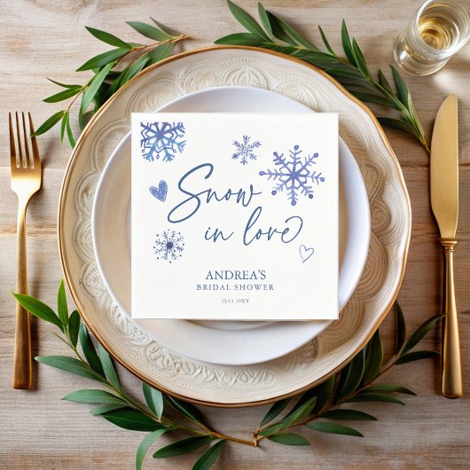 Serviette En Papier Neige amoureuse flocons de neige douche nuptiale d