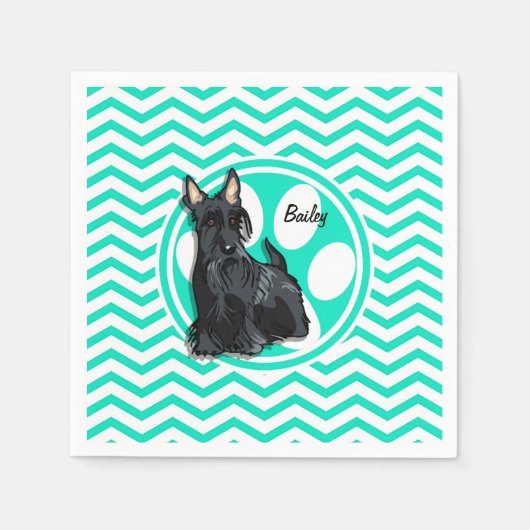 Serviette En Papier Neige; Aqua Green Chevron (Devant)