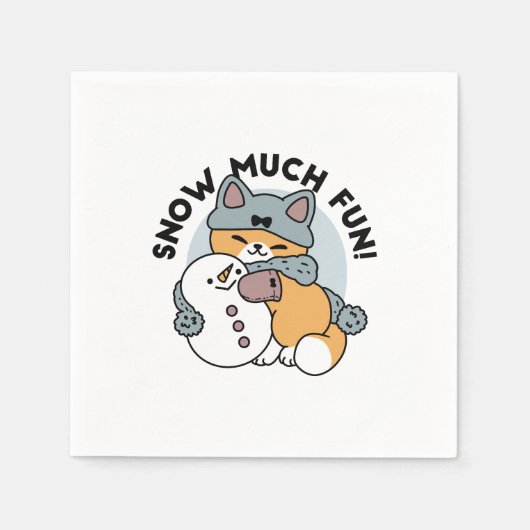 Serviette En Papier Neige beaucoup amusant Chat hiver vacances Design (Devant)