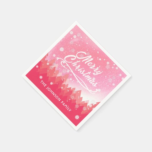 Serviette En Papier Neige blanche rose Forêt pacifique Joyeux Noël (Coin)