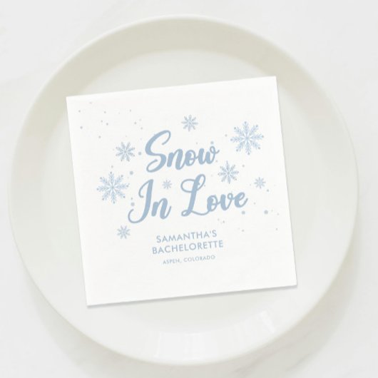 Serviette En Papier Neige Bleue en amour Bachelorette de ski d'hiver