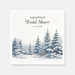 Serviette En Papier Neige dans la forêt de pins hivernale Love Shower 