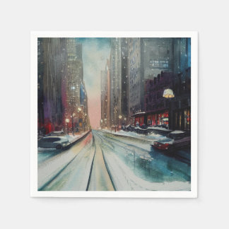 Serviette En Papier Neige Dans La Ville