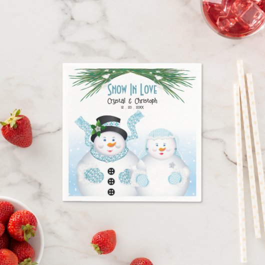 Serviette En Papier Neige dans l'amour Mariage d'hiver (En situation)