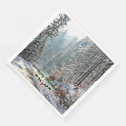 Serviette En Papier Neige d'hiver, Joyeux Noël (Coin)