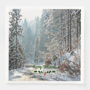 Serviette En Papier Neige d'hiver, Joyeux Noël