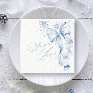 Serviette En Papier Neige en amour Bleu Bow Fête des mariées d'hiver s