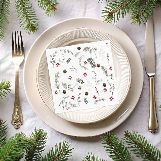 Serviette En Papier Neige en amour Hiver Fête des mariées florale