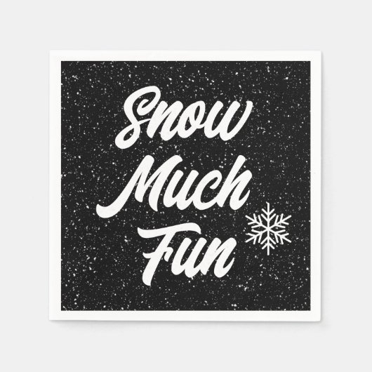 Serviette En Papier Neige Fun Fun Fun Fun Sur Noir (Devant)