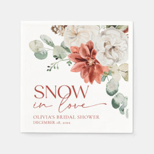 Serviette En Papier Neige rouge élégante en amour Mariage d'hiver