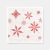 Serviette En Papier Neige rouge sur toile blanche Design Carte de Noël (Devant)