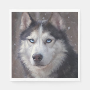 Serviette En Papier Neige sibérienne Husky