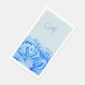 Serviette En Papier nénuphars vintages - bleu monogrammé (Coin)