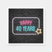Serviette En Papier Neon 40e Marque d'anniversaire en brique (Devant)