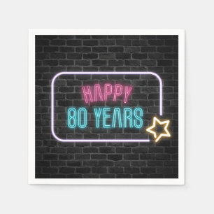 Serviette En Papier Neon 80e Anniversaire Marquee On Brick Napkins