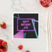 Serviette En Papier Neon 80s Party Editable Napkins 80s fête à thème (En situation)
