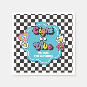 Serviette En Papier Neon 90s Retro Eight est une Vibe 8e anniversaire