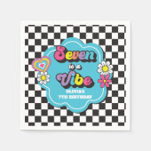 Serviette En Papier Neon 90s Retro Seven est un Vibe 7e anniversaire (Devant)