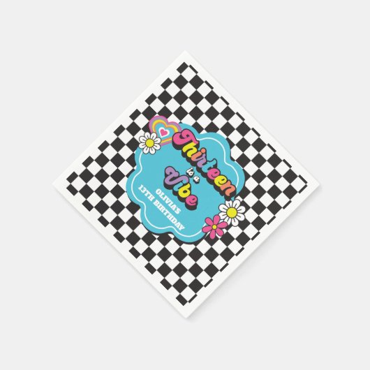 Serviette En Papier Neon 90s Retro Thirteen est un Vibe 13e anniversai (Coin)