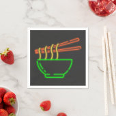 Serviette En Papier Neon Asian Noodle Bowl (En situation)