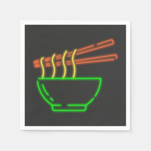 Serviette En Papier Neon Asian Noodle Bowl (Devant)
