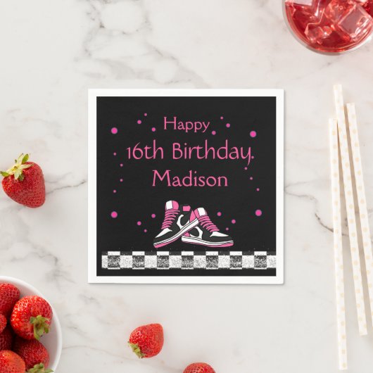 Serviette En Papier Neon Basket Anniversaire, Parties scintillant (En situation)