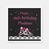 Serviette En Papier Neon Basket Anniversaire, Parties scintillant (Devant)