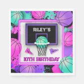 Serviette En Papier Neon Basketball Baskets & Paint Splatard Anniversa (Devant)