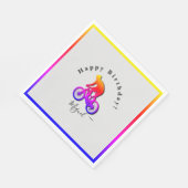 Serviette En Papier Neon Bicycle Rider Joyeux Anniversaire Napkin (Coin)