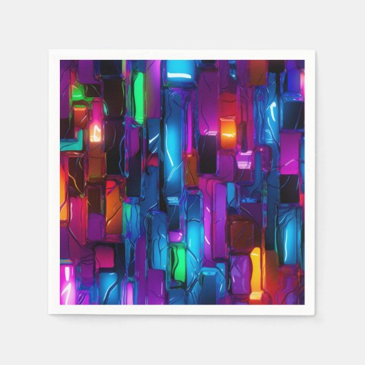 Serviette En Papier Neon Blacklight Verre Abstrait (Devant)