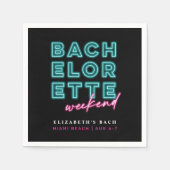 Serviette En Papier Neon Blue & Pink Bachelorette Week-end (Devant)