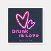 Serviette En Papier Neon Coeurs roses ivre dans la Fête des mariées d' (Devant)